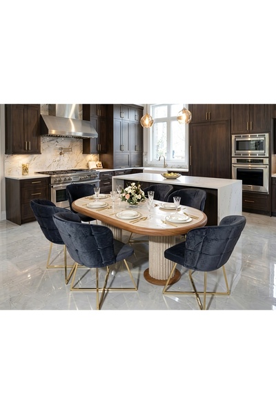 ÜNALMIŞ SALON MASASI YEMEK ODASI TAKIMI 95X185 6 KİŞİLİK SANDALYE YEMEK MASA ...