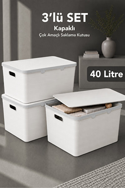 Meleni Home 3-Piece Decorative Storage Box - Bathroom Kitchen Organizer with ...