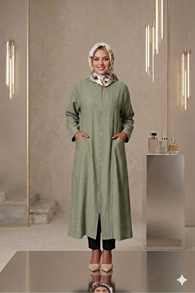 Ceremony Linen Cap with Hood and Front Zipper