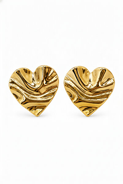 Jack Ferrero Stylish and Modern Wavy Heart Design Gold Color Women's Earring ...