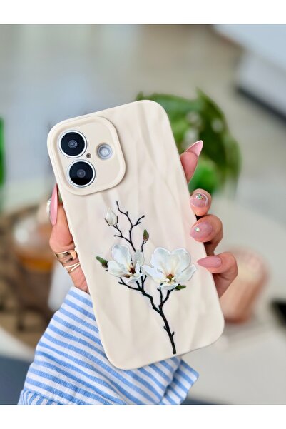 Go Aksesuar Iphone 17 Uyumlu Baskı Kağıt Manolya Tasarımlı Koruyucu Esnek Sil...