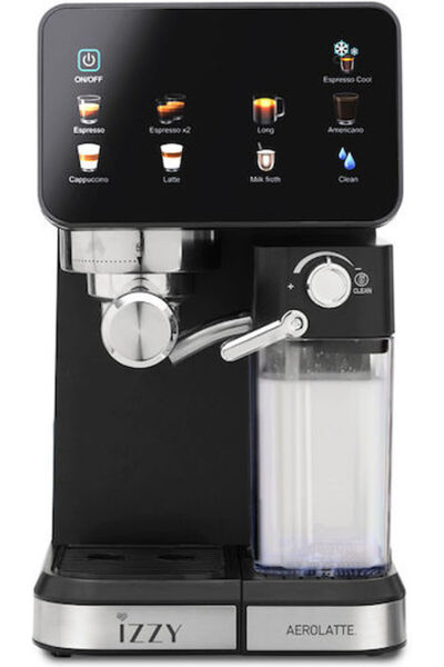 izzy IZ-6020 Αυτόματη Μηχανή Εσπρέσο 1450W Πίεση 20bar για Καπουτσίνο Μαύρο