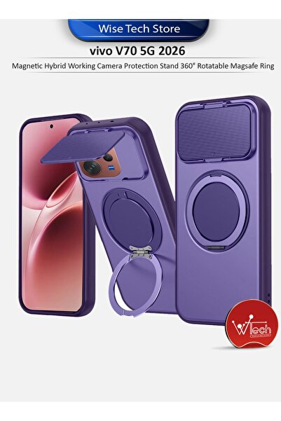 Wtech vivo V70 5G 2026 Magnetic Hybrid Working Camera Protection Stand 360° R...