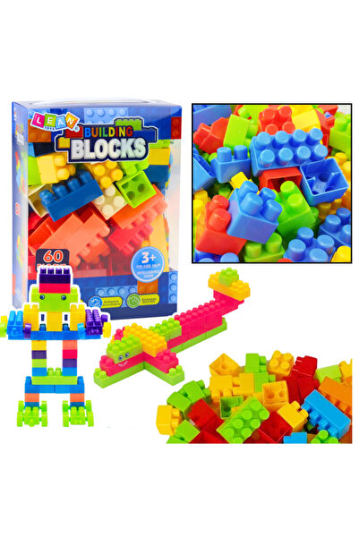 LeanToys CUBURI DE CONSTRUCȚIE ÎN CUTIE EDUCAȚIONALĂ 60 DE ELEMENTE.