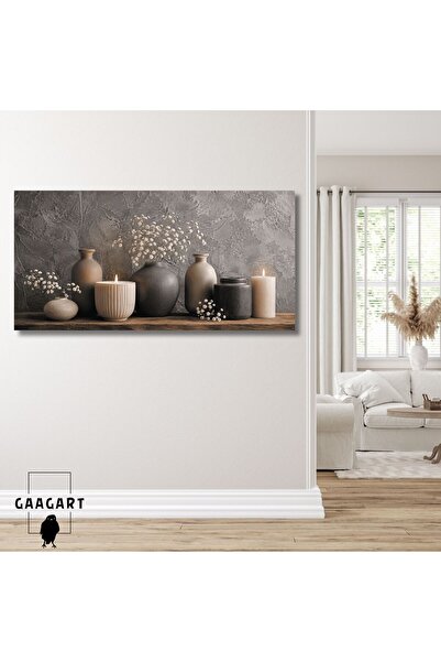 GAAGART Panoramik Kanvas Tablo Dijital Baskı Soft Renkli Mum ve Çiçek