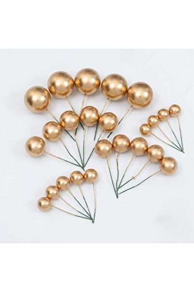 Generic Gold Metalluc Ball Cake Toppers, 20 Pieces, 4 Sizes, metallic Finish,...
