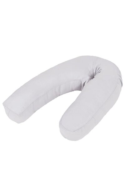 vidaxl Pernă de sarcină în formă de J, gri, 54 x (36-43) cm