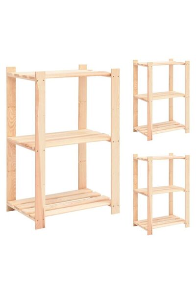 vidaxl Raft cu 3 niveluri, 3 bucăți, 60 x 38 x 90 cm, pin masiv, 150 kg