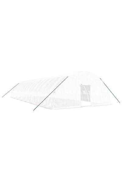 vidaxl Seră cu structură metalică, albă, 96 m², 16 x 6 x 2.85 m