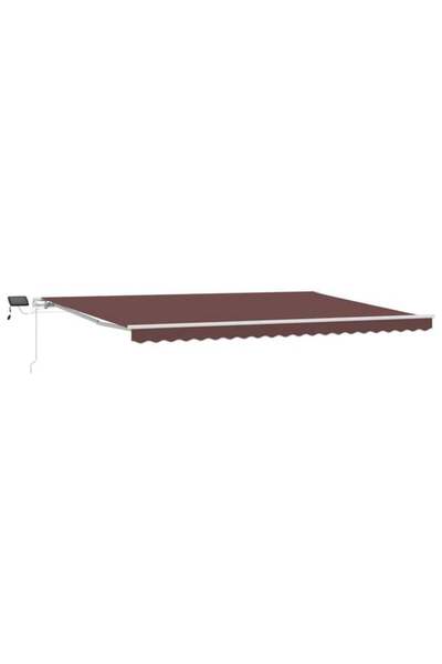 vidaxl Copertină retractabilă manuală cu LED, maro, 500 x 300 cm
