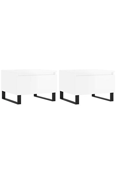 vidaxl Mese de cafea 2 buc. alb extralucios 50x46x35 cm lemn compozit