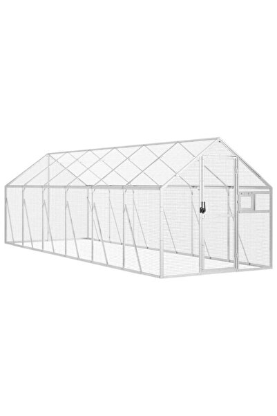 vidaxl Volieră pentru păsări, argintie, 1.79 x 6 x 1.85 m, aluminiu