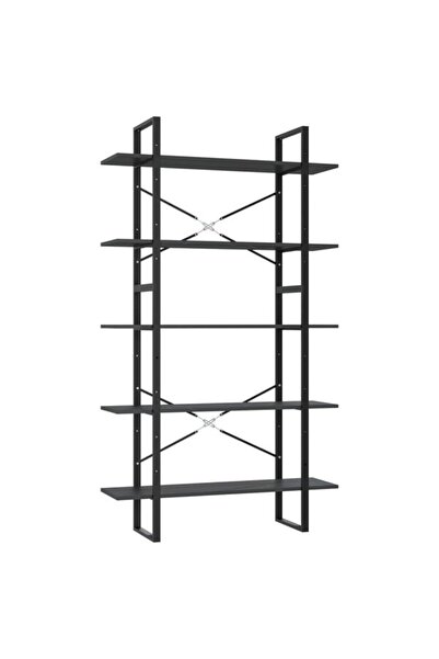 vidaxl Bibliotecă cu 5 rafturi, gri, 100 x 30 x 175 cm, lemn prelucrat