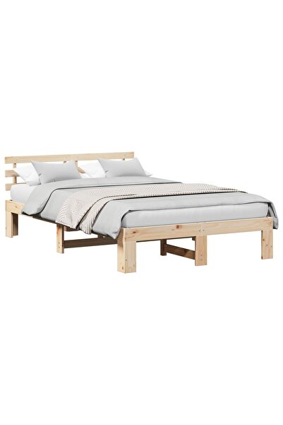 vidaxl Cadru de pat 135 x 190 cm Lemn de pin masiv