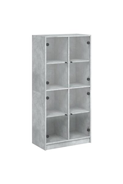 vidaxl Dulap înalt cu uși, gri beton, 68 x 37 x 142 cm, lemn compozit