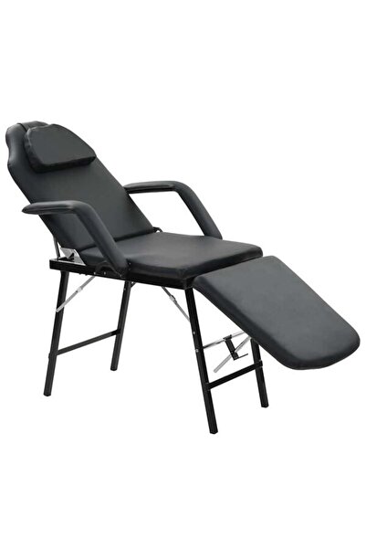 vidaxl Scaun de tratament facial, piele ecologică, 185 x 78 x 76 cm, negru