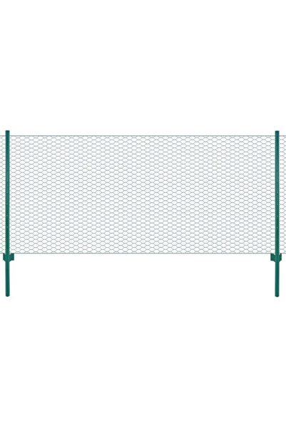 vidaxl Gard din plasă de sârmă cu stâlpi, verde, 25 x 1 m, oțel