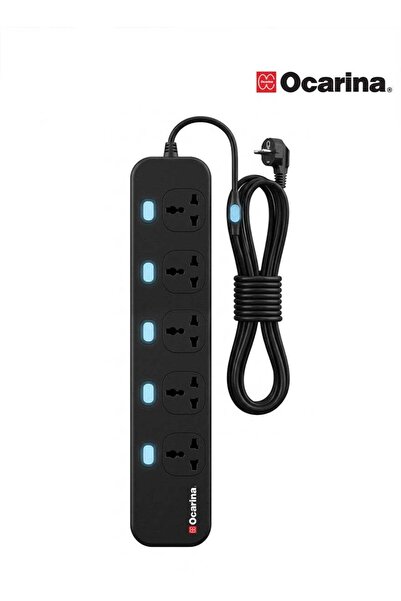 Ocarina Electrical extension cord - 5 plugs - 5 meters - black