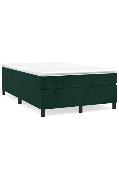 vidaxl Pat boxspring cu saltea, verde închis, 120 x 200 cm, catifea