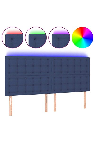 vidaxl Tăblie de pat cu LED, albastru, 160x5x118/128 cm, textil
