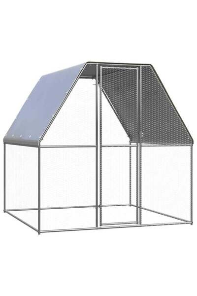 vidaxl Coteț de găini, argintiu și gri, 2 x 2 x 2 m, oțel galvanizat