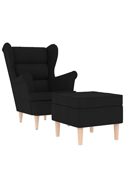 vidaxl Fotoliu cu taburet pentru picioare, negru, material textil