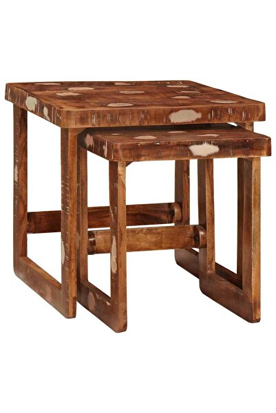 vidaxl Mese în cuiburi 2 pcs Maro 46 x 46 x 45 cm Lemn recuperat masiv