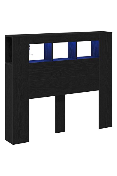 vidaxl Tăblie LED Stejar Negru 120 x 18,5 x 103,5 cm Lemn compozit