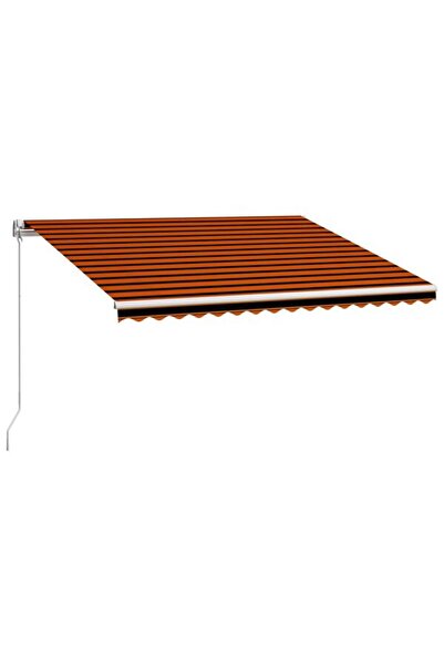 vidaxl Copertină retractabilă manuală, portocalie și maro, 450 x 300 cm