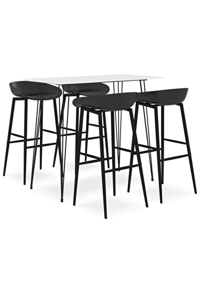 vidaxl Set mobilier de bar, 5 piese, alb și negru