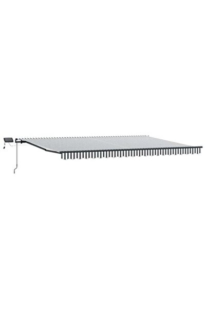 vidaxl Copertină retractabilă manuală cu LED, Antracit/Alb, 500 x 300 cm