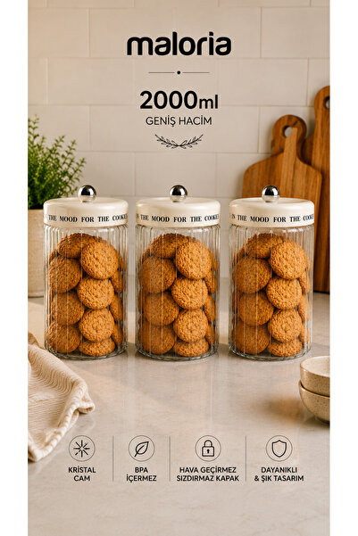 Maloria Mood Cream Vacuum Lid Motto Glass Striped Jar