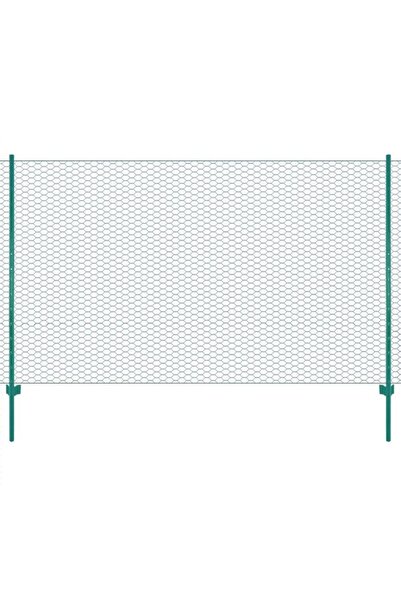 vidaxl Gard din plasă de sârmă cu stâlpi, Verde, 25 x 1.5 m, Oțel