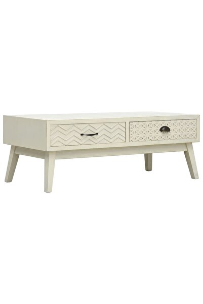vidaxl Masă de cafea cu 2 sertare sculptate, gri, 110x50x40 cm, lemn