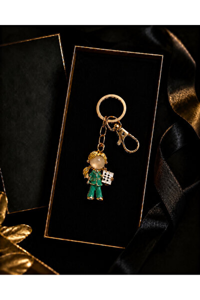 PULİNİN DÜKKANI Nurse Keychain – Gold Bag Ornament with Doctor Figure – Gift ...