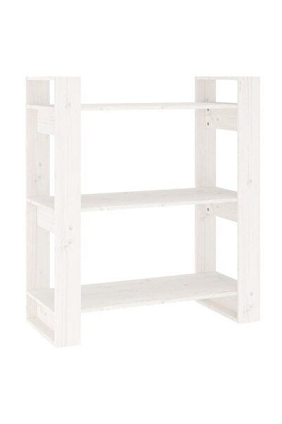 vidaxl Bibliotecă/Separator cameră, alb, 80x35x91 cm, lemn masiv pin