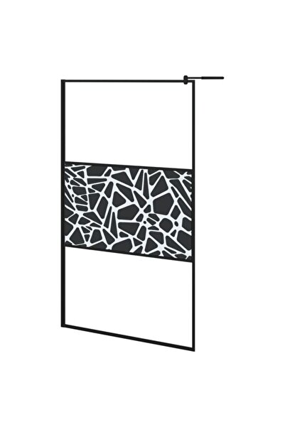 vidaxl Paravan de duș negru 115 x 195 cm Sticlă ESG cu model de piatră