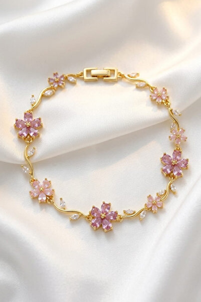 Elifsu Jewelry Lotus Flower Bracelet Lotus Bracelet Steel Bracelet with Zirco...