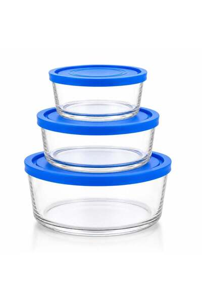 hey Set de 3 vase de copt din sticlă, rotunde, 18,5 x 8,5 cm, dimensiuni dife...
