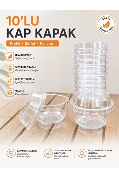 LEKESON AYAKLI KRİSTAL KASE KAP+KAPAK 10 LU