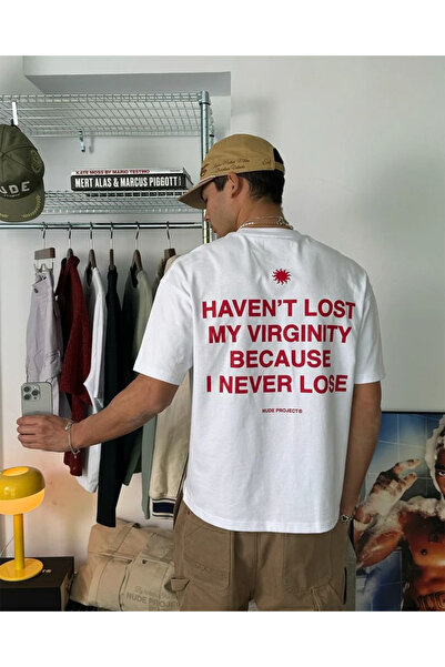 Violon Tricou unisex alb oversize cu imprimeu pe spate Never Lose