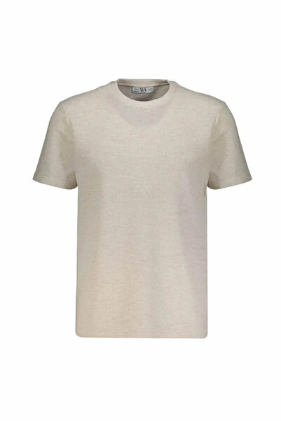 SÜVARİ Waffle Crew Neck Beige Men's T-Shirt Sts1014000001