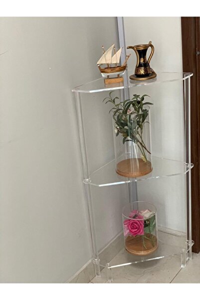 horoof home Modern Clear Acrylic Corner Shelf – Space-Saving 2-Tier Display R...