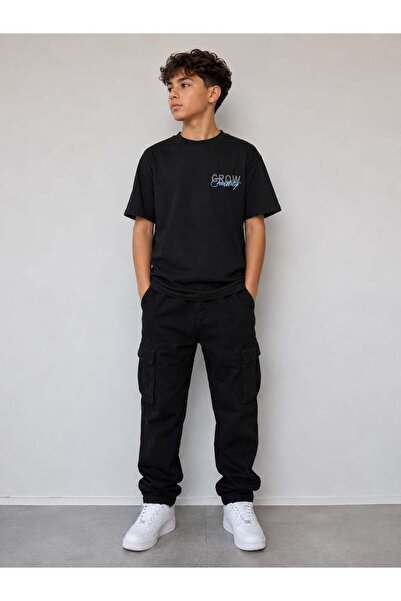 ModaPlaza Boy's Grow Written Crew Neck T-Shirt