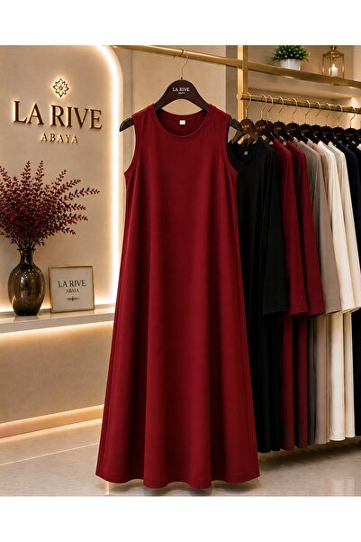 La Rive Grape Red Sleeveless Abaya