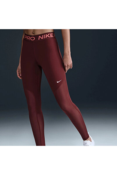 Nike Pro Women's Mid-Rise Full-Length Mesh-Panelled Leggings Yüksek Belli Bor...