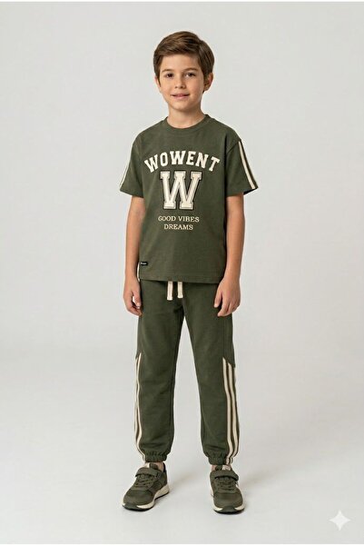 Yağmur Giyim Address Text Patterned Tracksuit Boys' Short Sleeve Set 9-12 Yea...