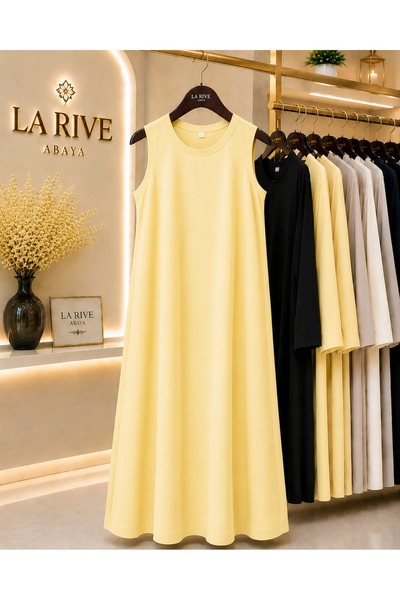 La Rive Classic Light Yellow Abaya Dress