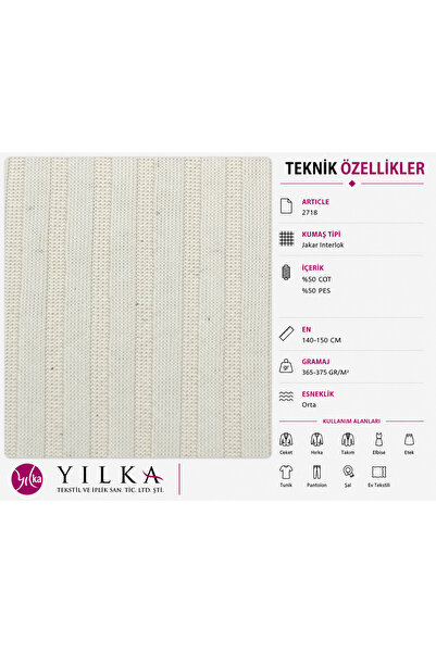 YILKA Kalın Fitilli Örme Kumaş %50 Pamuk %50 Polyester Ribana Görünümlü Triko...