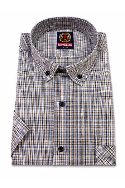 Kuraff Giyim Baba Kare Patterned Single Pocket Short Sleeve Shirt